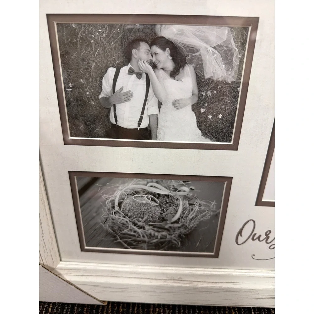 Kirkland's Our Love Story Collage Wedding Photo Frame White Wood Grain 18x14.5